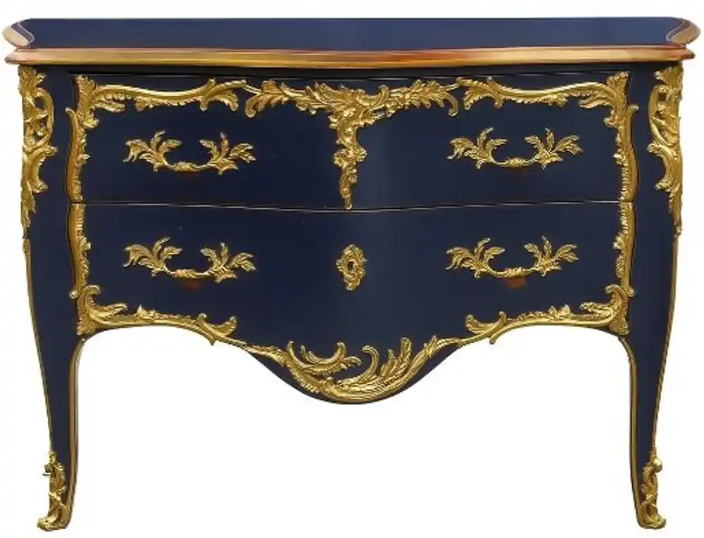 Casa Padrino cómoda barroco con 2 cajones azul oscuro antiguo / oro - Cómoda de madera maciza hecha a mano en estilo barroco - Muebles barrocos hechos a mano - Noble y Magnífico Jetzt Kaufen