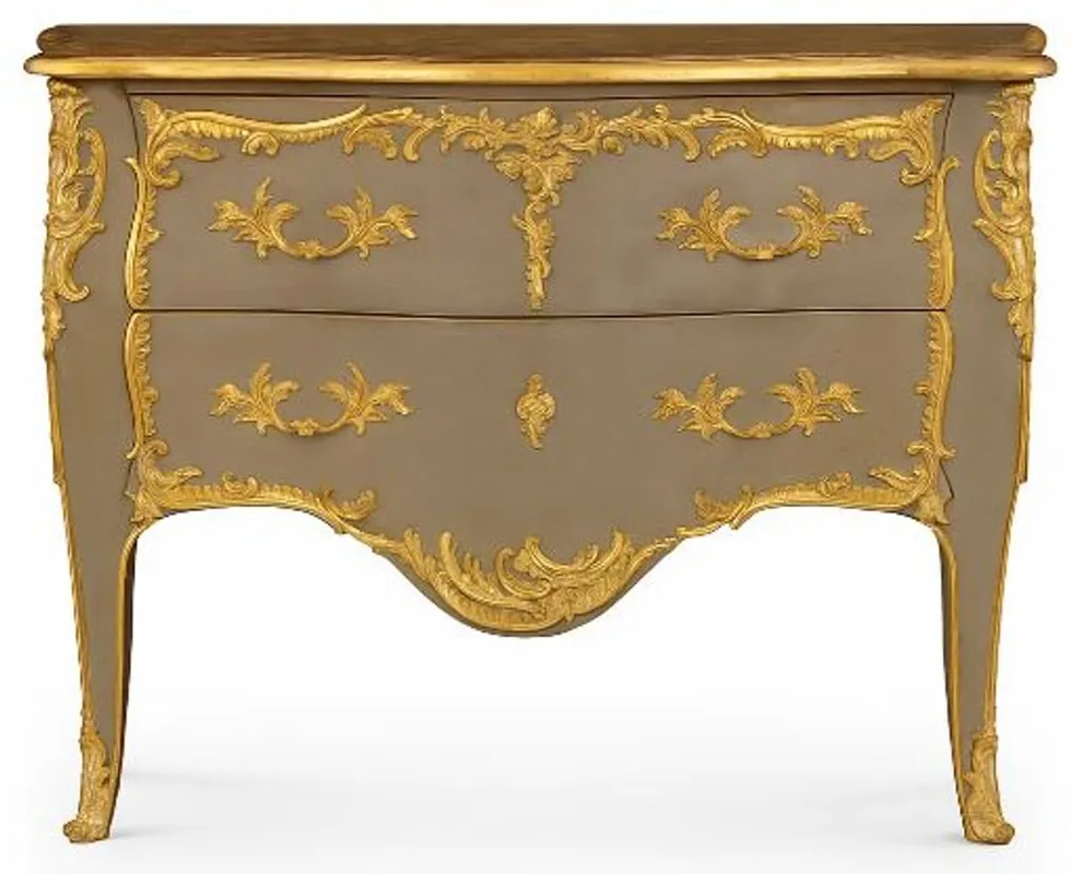 Markenprodukt Casa Padrino cómoda barroco con 2 cajones gris antiguo / oro - Cómoda de madera maciza hecha a mano en estilo barroco - Muebles barrocos hechos a mano - Noble y Magnífico