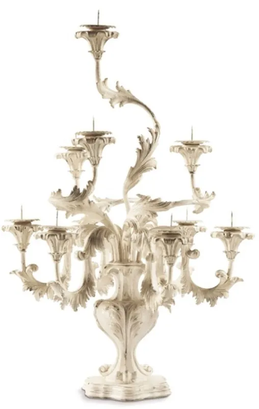 Casa Padrino portavela barroco de lujo blanco / gris Ø 53 x A. 75 cm - Magnífico portavela de estilo barroco - Accesorios decorativos de lujo en estilo barroco - Calidad de lujo - Hecho en Italia Neu Im Sortiment