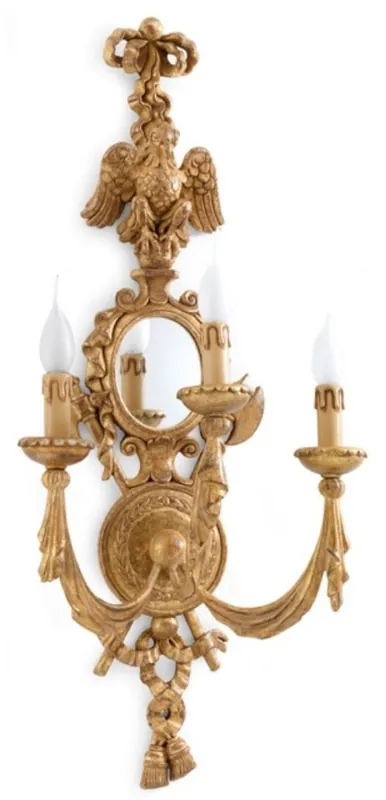Casa Padrino lámpara de pared doble barroco de lujo con espejo oro antiguo 36 x 23 x A. 81 cm - Magnífica lámpara de pared estilo barroco - Noble y Magnífica - Calidad de Lujo - Hecho en Italia Knallerangebot