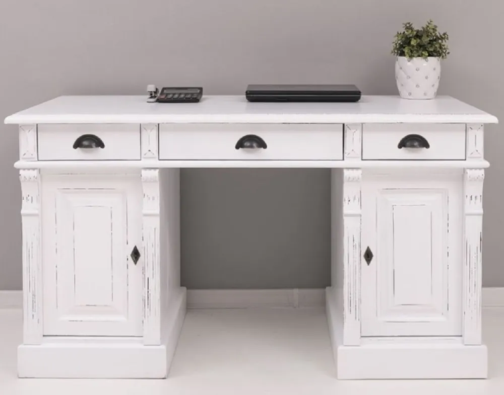 Meistverkauft Casa Padrino escritorio de estilo campestre shabby chic blanco antiguo 140 x 70 x A. 78 cm - Mesa de oficina de estilo campestre - Muebles de oficina de estilo campestre shabby chic