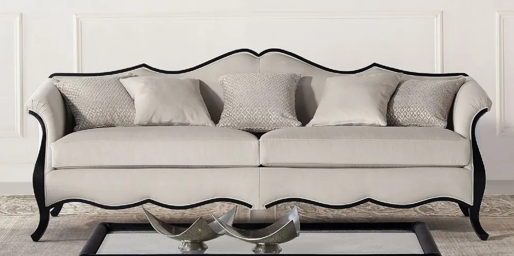 Mega-Angebot Casa Padrino sofá Art Deco de lujo gris / negro - Sofá de salón hecho a mano - Muebles de Salón - Muebles Art Deco - Muebles de Lujo - Calidad de Lujo - Hecho en Italia