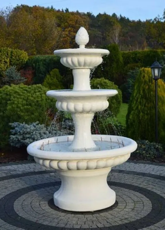 Casa Padrino fuente barroco blanco Ø 120 x A. 186 cm - Magnífica fuente de jardín de estilo barroco - Fuente redonda de piedra para decoración de jardín - Accesorios de decoración de jardín barroco Preisknaller