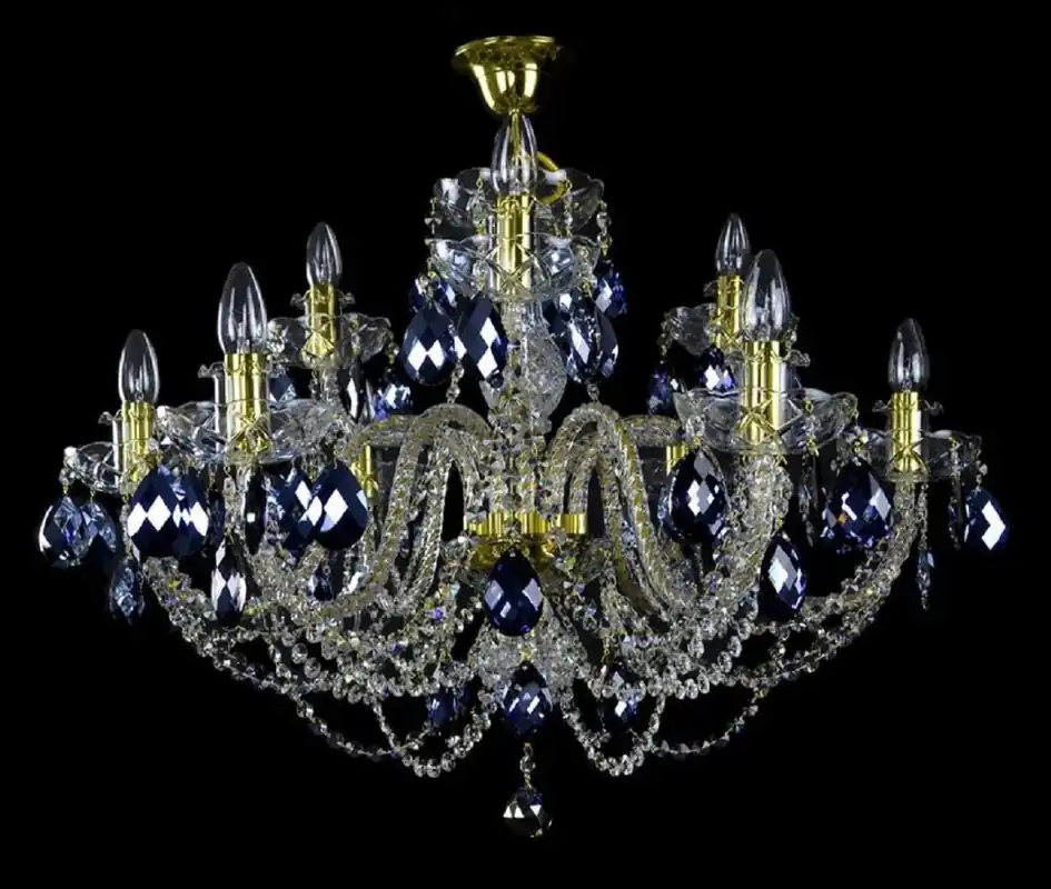 Casa Padrino araña de luces barroco de lujo oro / azul Ø 80 x A. 60 cm - Magnífica lámpara de araña de estilo barroco con cristal de Bohemia - Noble y Magnífica Sonderangebot