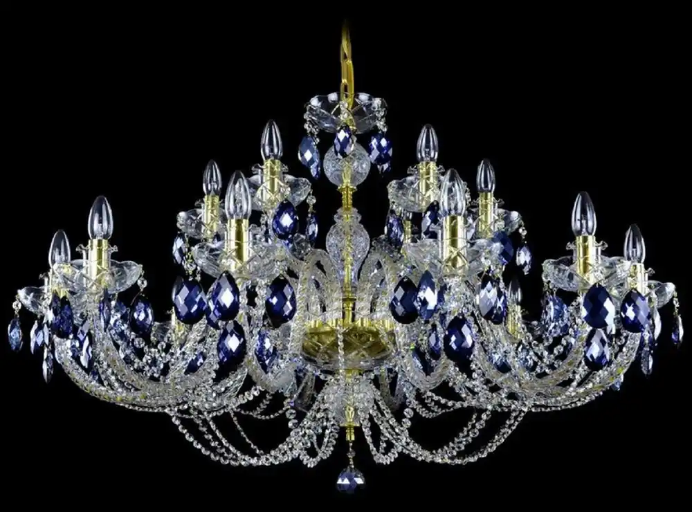 Ausverkauf Casa Padrino araña de luces barroco de lujo oro / azul Ø 107 x A. 70 cm - Magnífica lámpara de araña de estilo barroco con cristal de Bohemia - Noble y Magnífica