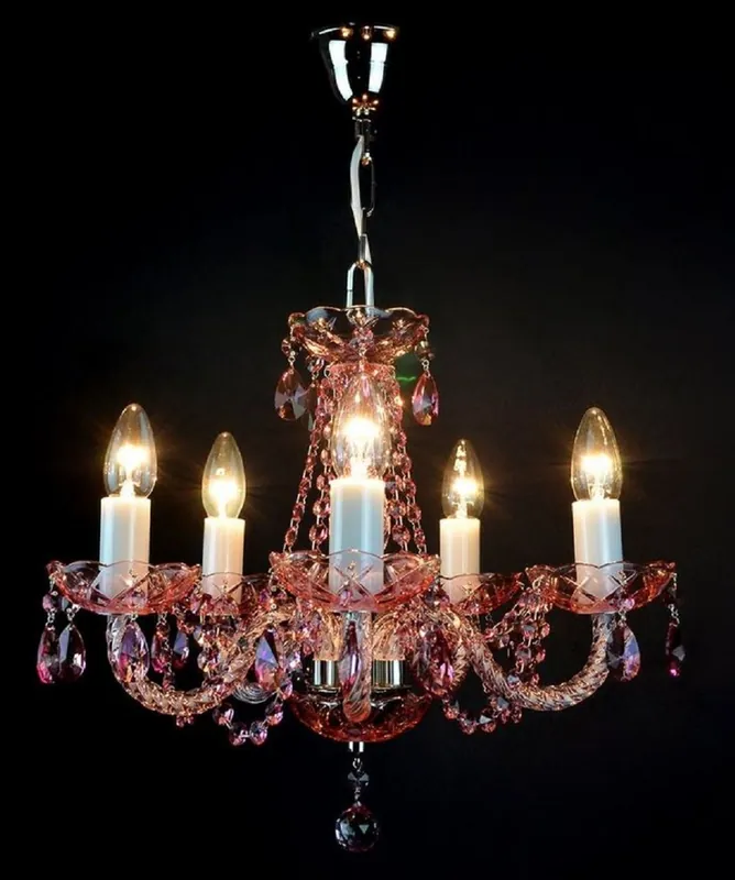 Bestpreis Casa Padrino araña de luces barroco de lujo rosa / plata Ø 45 x A. 38 cm - Magnífica lámpara de araña de estilo barroco con cristal de Bohemia - Noble y Magnífica