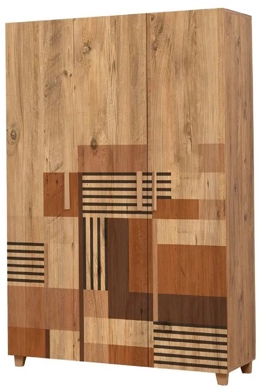 Casa Padrino armario de dormitorio de lujo natural / marrón 120 x 48 x A. 189 cm - Armario de madera maciza con 3 puertas - Muebles de Dormitorio - Muebles de Hotel - Muebles de Lujo Must-Have