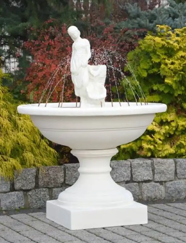 Top-Angebot Casa Padrino fuente barroco blanco Ø 102 x A. 136 cm - Magnífica fuente de jardín de estilo barroco - Fuente redonda de piedra para decoración de jardín - Accesorios de decoración de jardín barroco