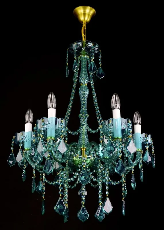 Jetzt Bestellen Casa Padrino araña de luces barroco de lujo verde / oro Ø 60 x A. 76 cm - Magnífica lámpara de araña de estilo barroco con cristal de Bohemia - Noble y Magnífica