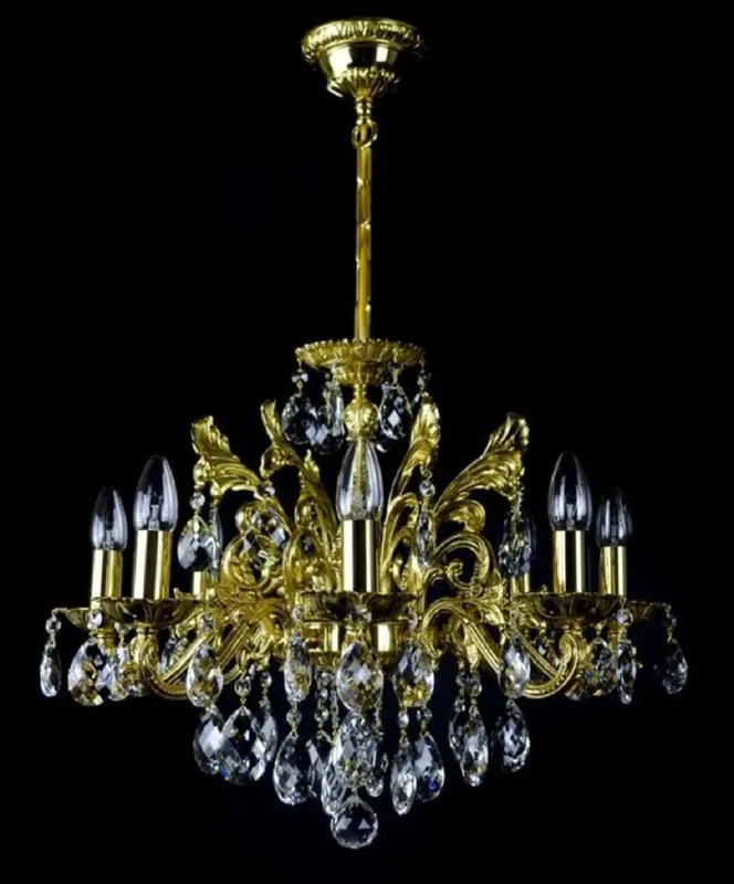 Nur Für Kurze Zeit Casa Padrino araña de luces barroco de lujo oro Ø 56 x A. 54 cm - Magnífico lámpara de araña de latón con cristal de Bohemia - Muebles barrocos - Noble y Magnífica