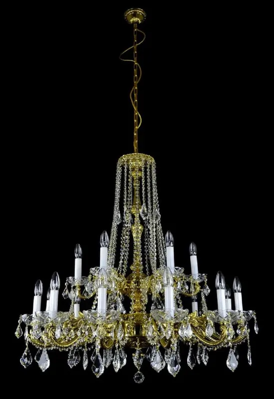 Geprüft Casa Padrino araña de luces barroco de lujo oro Ø 95 x A. 95 cm - Magnífico lámpara de araña de latón con cristal de Bohemia - Muebles barrocos - Noble y Magnífica
