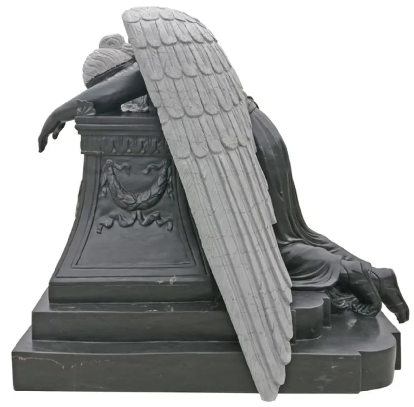 Aktuell Casa Padrino escultura de piedra decorativa Art Nouveau de lujo ángel negro / gris A. 125 cm - Magnífica figura decorativa de piedra de jardín - Esculturas de Piedra de Jardín Barroco y Art Nouveau