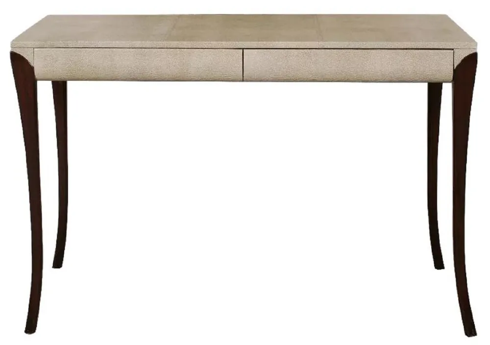 Casa Padrino Escritorio Art Deco de Lujo con 2 Cajones Crema / Marrón Oscuro 119 x 66 x A. 77 cm - Mesa de Oficina con Cuero Repujada - Muebles de Oficina - Muebles Art Deco - Muebles de Lujo Preiswert