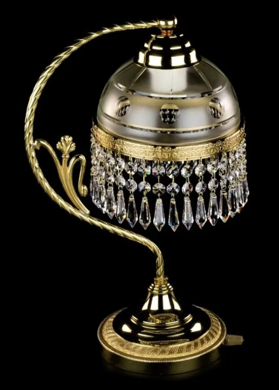 Solange Der Vorrat Reicht Casa Padrino lámpara de mesa de cristal barroco de lujo oro Ø 18 x A. 45 cm - Magnífica lámpara de escritorio de latón con cristal de Bohemia - Luces de cristal barroco - Noble y Magnífica