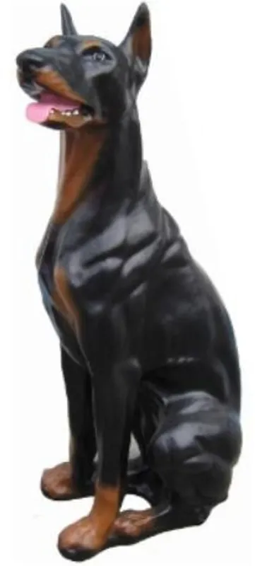 Casa Padrino figura decorativa doberman perro negro / marrón 29 x 42 x A. 92 cm - Escultura decorativa resistente a la intemperie - Decoración de Sala de Estar - Decoración de Jardín Top-Preis