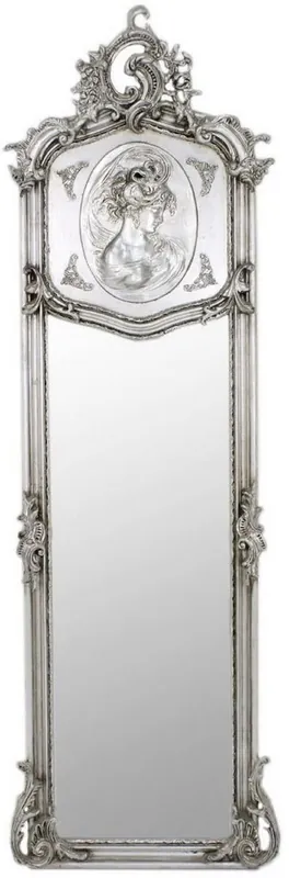 Casa Padrino espejo barroco plata 55 x A. 175 cm - Espejo de pared hecho a mano de estilo antiguo - Espejo de cuerpo completo - Espejo de armario - Espejo de salón - Muebles Barrocos Günstig