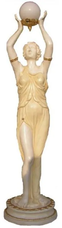 Günstig Casa Padrino lámpara de pie exterior Art Nouveau escultura mujer romana crema / beige / oro A. 180 cm