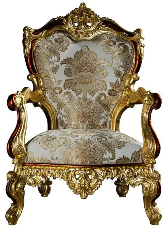 Casa Padrino sillón barroco de lujo gris / rojo / oro 82 x 78 x A. 123 cm - Sillón de salón de madera maciza magnífico con elegante diseño - Muebles Barrocos Nur Heute