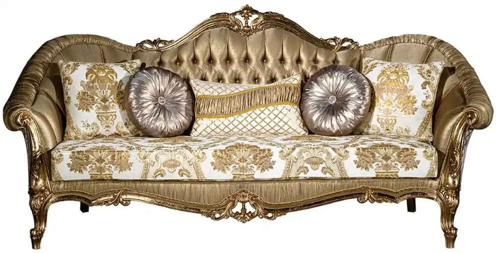 Casa Padrino sofá barroco de lujo oro / blanco 256 x 87 x A. 120 cm - Sofá de salón magnífica con cojines decorativas - Muebles de salón en estilo barroco Kracherpreis
