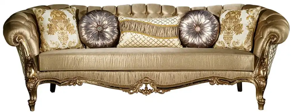 Mega-Angebot Casa Padrino sofá barroco de lujo oro / blanco 268 x 110 x A. 87 cm - Sofá de salón magnífica con cojines decorativas - Muebles de salón en estilo barroco