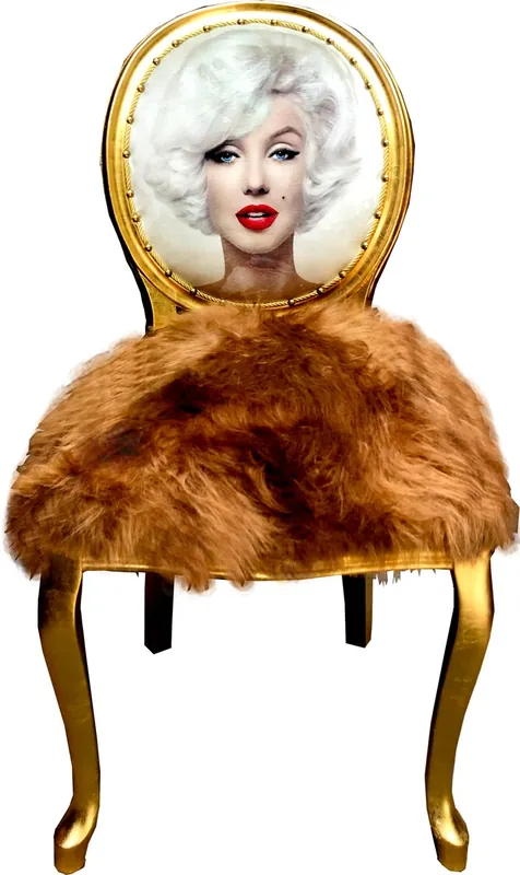 Casa Padrino silla de comedor barroca de lujo Marilyn Monroe con piel sintética dorada - silla de diseño de arte pop hecha a mano Online Kaufen