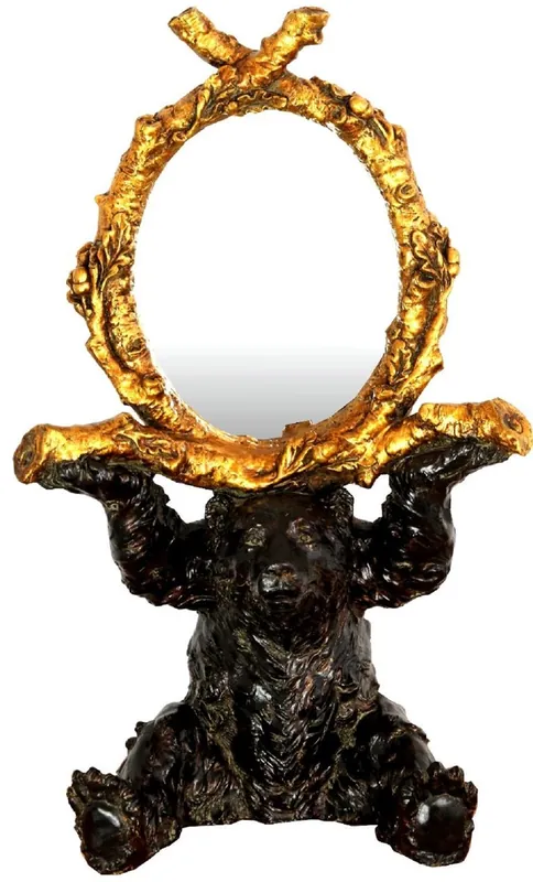 Neue Kollektion Casa Padrino espejo de mesa barroco oso negro / oro 36 x A. 58 cm- Espejo de pie - Espejo de maquillaje - Espejo cosmético - Espejo decorativo en estilo barroco
