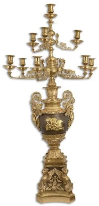 Sonderangebot Casa Padrino portavela barroco oro / bronce 62 x 62 x A. 122,5 cm - Magnífico portavela de bronce bañado en oro 10 llamas - Noble y Magnífico
