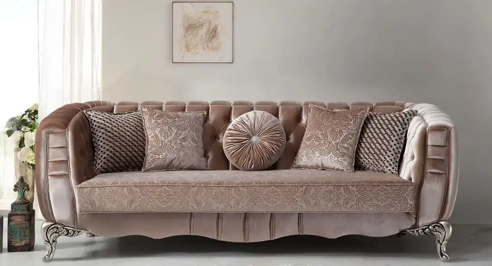 Casa Padrino sofá barroco de lujo rosa / plata 235 x 103 x A. 82 cm - Sofá de salón de estilo barroco con cojines decorativos - Muebles de salón barrocos Schnäppchen