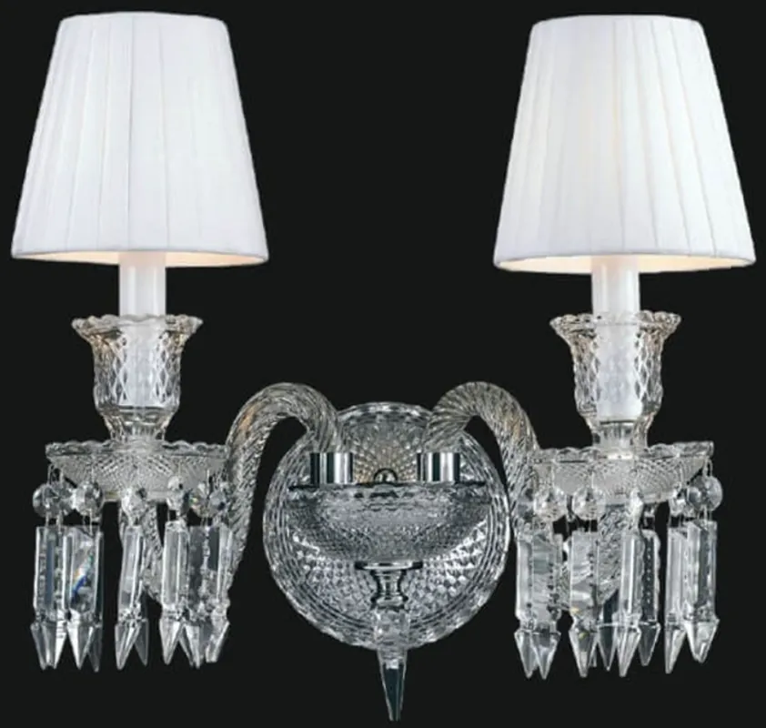 Casa Padrino lámpara de pared doble de cristal barroco de lujo plata / blanco 42 x A. 42 cm - Magnífica lámpara de pared de estilo barroco Zertifiziert