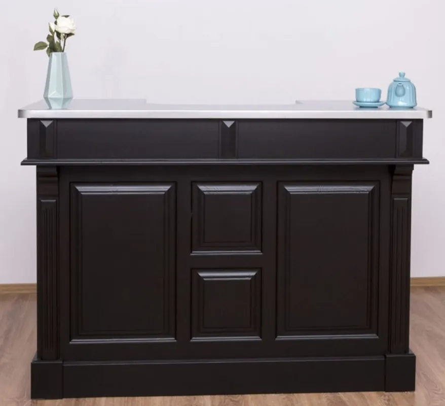 Casa Padrino barra de bar de estilo campestre negro / plata 160 x 65 x A. 107 cm - Barra de bar de madera maciza con sobre de mesa galvanizado - Muebles de bar en estilo campestre Top-Angebot
