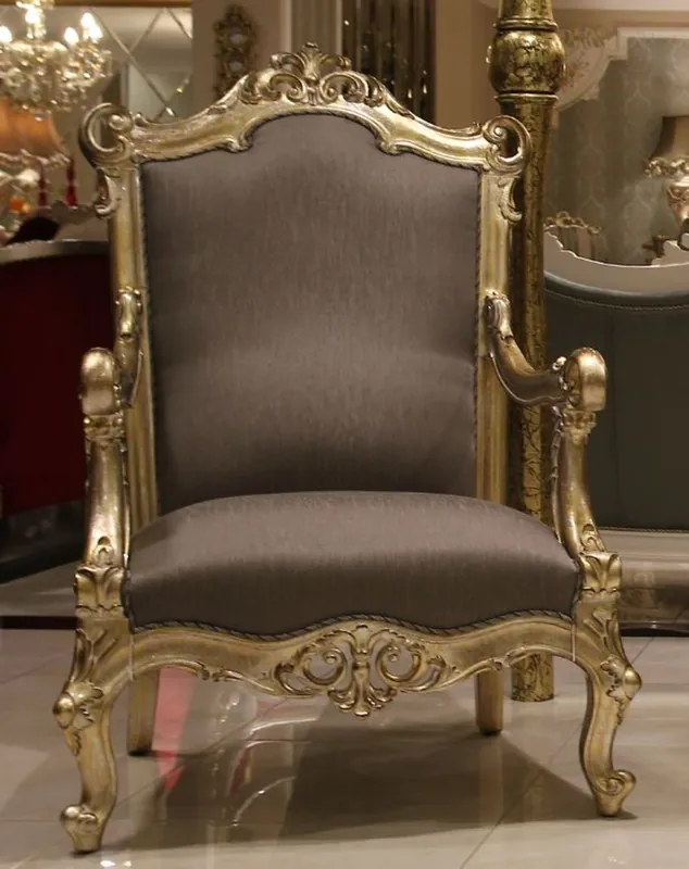 Casa Padrino sillón barroco de lujo gris / oro 80 x 70 x A. 125 cm - Magnífico sillón de salón de madera maciza - Mobiliario de salón barroco Rabatt