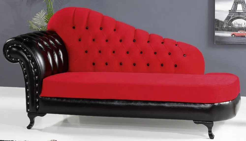 Heißes Angebot Casa Padrino chaise longue barroco rojo / negro 183 x 80 x A. 94 cm - Chaise longue noble de madera maciza con cuero de imitación - Muebles Barrocos