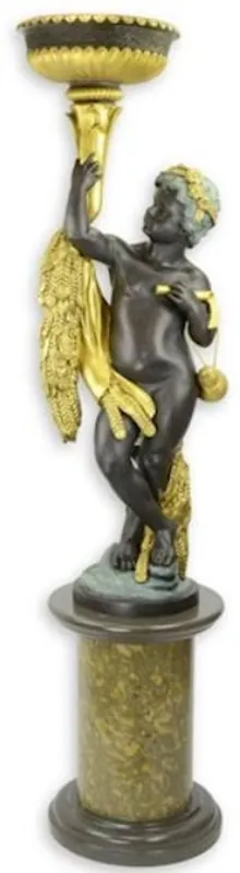 Beliebt Casa Padrino estatua barroca con maceta a mano derecha y pedestal bronce / gris / oro A. 201 cm - Magnífica escultura de bronce - Figura decorativa en estilo barroca - Accesorios de decoración barroca