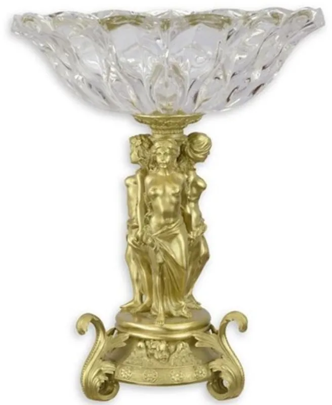 Letzte Chance Casa Padrino frutero de vidrio barroco con soporte de bronce oro Ø 35 x A. 43,6 cm - Magnífico frutero - Accesorios de decoración barroco