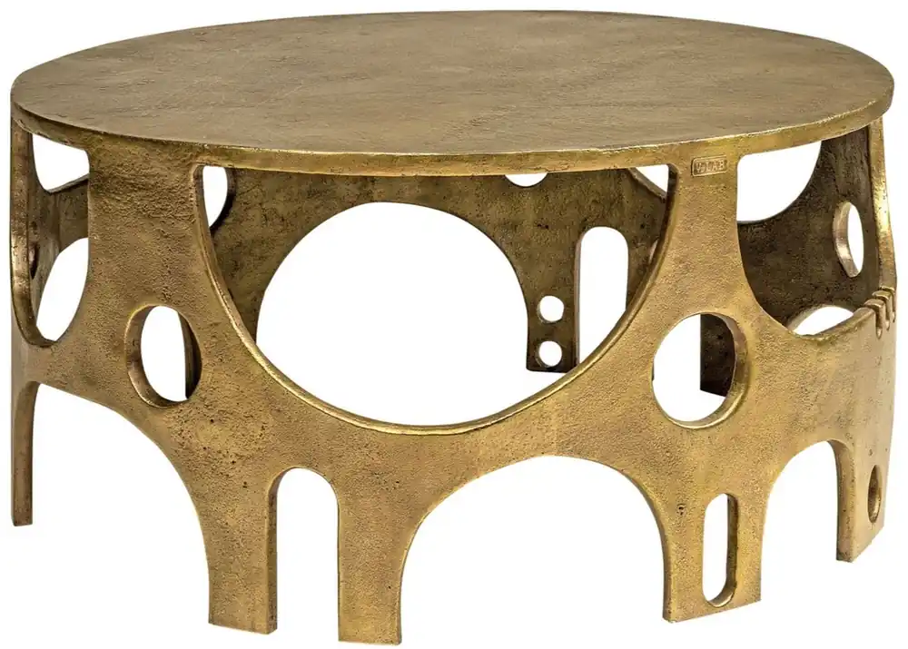 Casa Padrino mesa de centro de aluminio de diseño bronce Ø 70,5 x A. 34 cm - Mesa de salón redonda - Muebles de salón - Colección de Lujo Solange Der Vorrat Reicht