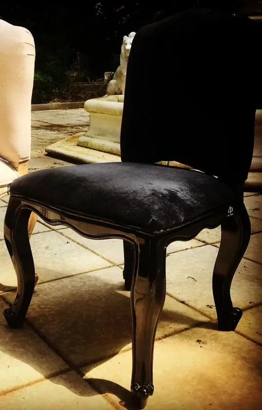 Casa Padrino silla de comedor Castle barroco de lujo negro 54 x 51 x A. 91 cm - Silla de cocina hecha a mano con mango de león de latón - Mobiliario barroco para hoteles y restaurantes Preis Gesenkt
