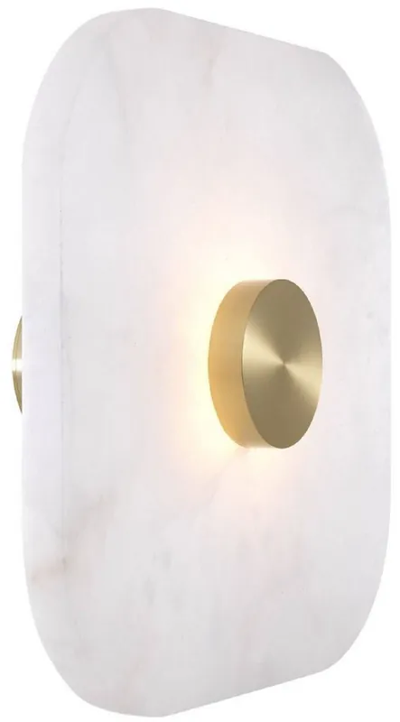 Nur Für Kurze Zeit Casa Padrino lámpara de pared LED de lujo alabastro / latón brillante 35 x 14,5 x A. 35 cm - Aplique de pared regulable con pantalla cuadrada de alabastro - Colección de Lujo
