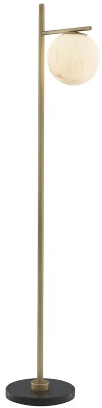Casa Padrino lámpara de pie de lujo latón antiguo / alabastro / negro 45 x 29 x A. 162 cm - Lámpara de salón moderna con pantalla redonda de alabastro y base de mármol - Colección de Lujo Geprüft