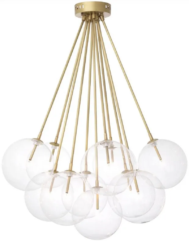 Casa Padrino lámpara de techo halógena de lujo latón antiguo Ø 66 x A. 94,5 cm - Lámpara de techo regulable con pantallas redondas de vidrio - Calidad de Lujo Preiswert