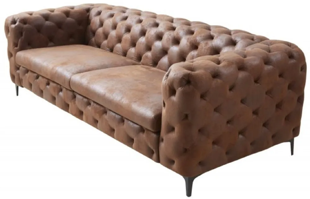 Casa Padrino sofá de salón Chesterfield marrón antiguo 240 x 97 x A. 73 cm - Muebles de Salón Chesterfield Versand Am Gleichen Tag