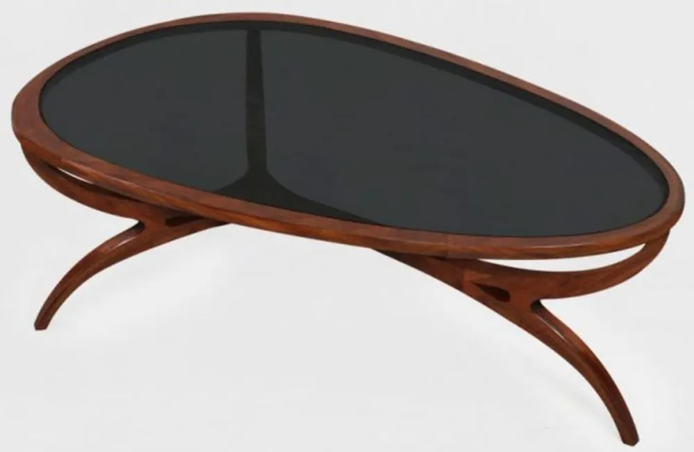 Casa Padrino mesa de centro Art Deco de lujo marrón / negro 130 x 88 x A. 46 cm - Mesa de salón de madera maciza noble con tapa de vidrio - Muebles de Salón Finale Aktion