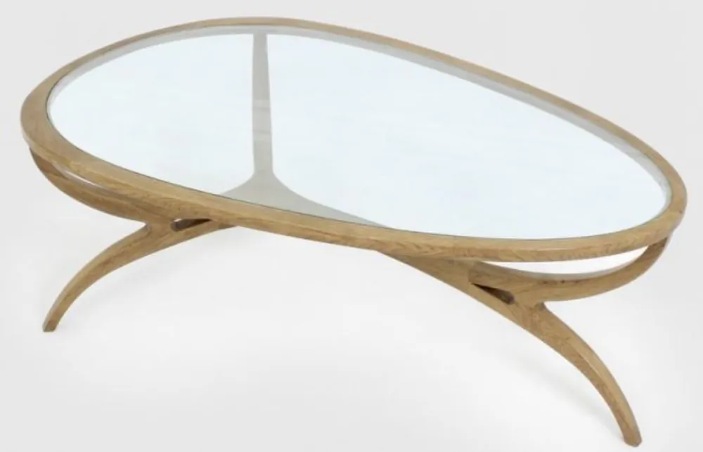 Sale Casa Padrino mesa de centro Art Deco de lujo marrón claro 130 x 88 x A. 46 cm - Mesa de salón de madera maciza noble con tapa de vidrio - Muebles de Salón