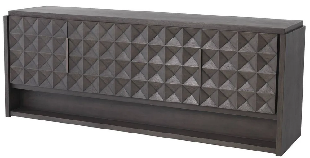 Geprüft Casa Padrino aparador de lujo moca / bronce 219 x 56 x A. 83 cm - Armario de madera maciza con 4 puertas y efecto 3D en los frentes - Muebles de Lujo