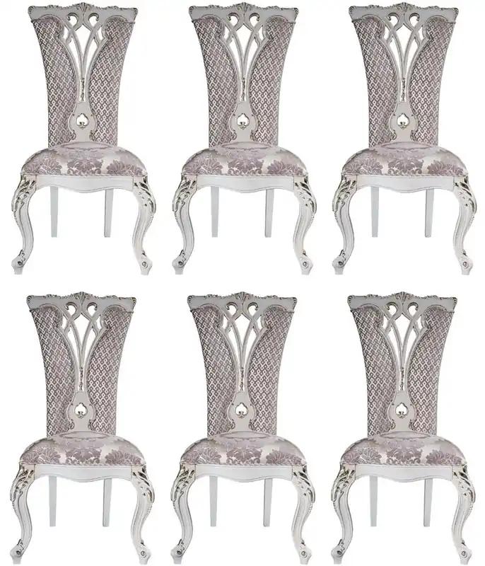 Casa Padrino conjunto de sillas de comedor barroco de lujo púrpura / beige / blanco / oro 57 x 65 x A. 113 cm - Conjunto de 6 sillas de cocina - Muebles de comedor barrocos magnífica Bestpreis