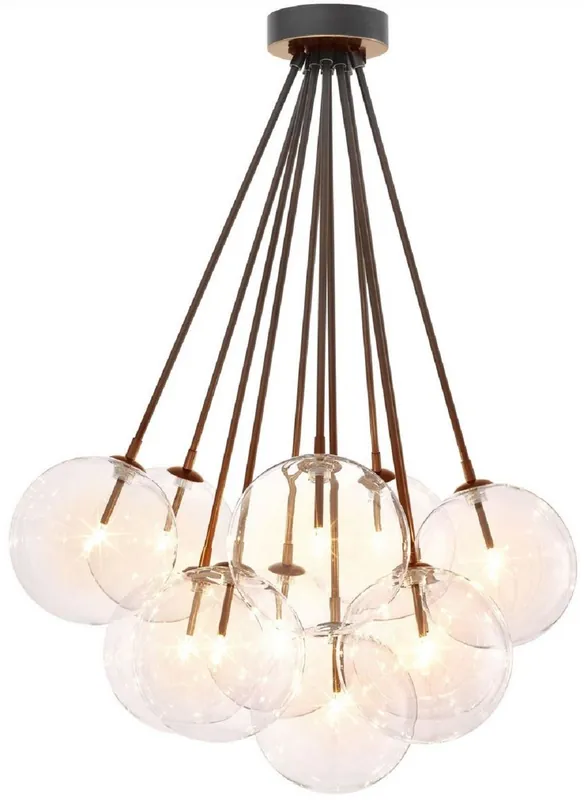 Casa Padrino lámpara de techo halógena de lujo bronce Ø 66 x A. 94,5 cm - Lámpara de techo regulable con pantallas redondas de vidrio - Calidad de Lujo Schneller Versand