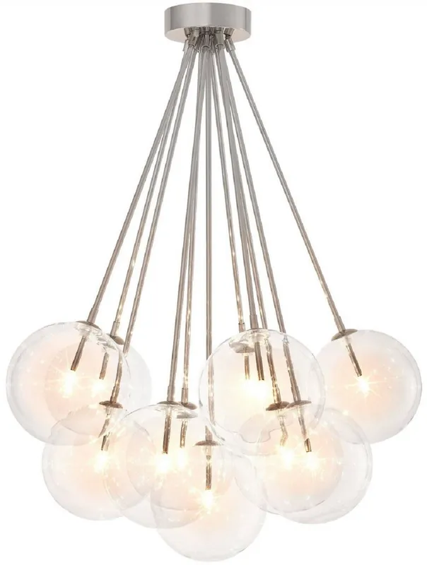Casa Padrino lámpara de techo halógena de lujo plata Ø 66 x A. 94,5 cm - Lámpara de techo regulable con pantallas redondas de vidrio - Calidad de Lujo Must-Have