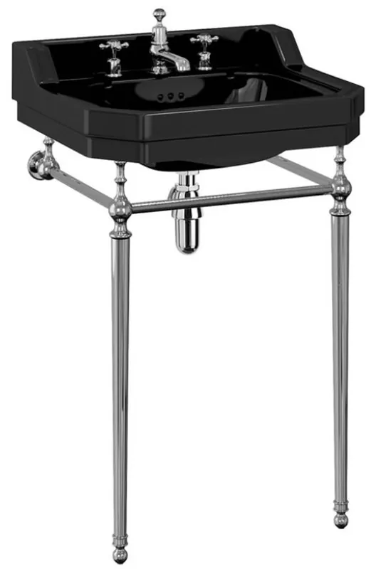 Online Kaufen Casa Padrino Mueble de Baño Art Nouveau de Lujo Negro / Plata 56 x 47 x A. 90 cm - Lavabo de Porcelana con 3 Orificios y Base - Muebles de Baño