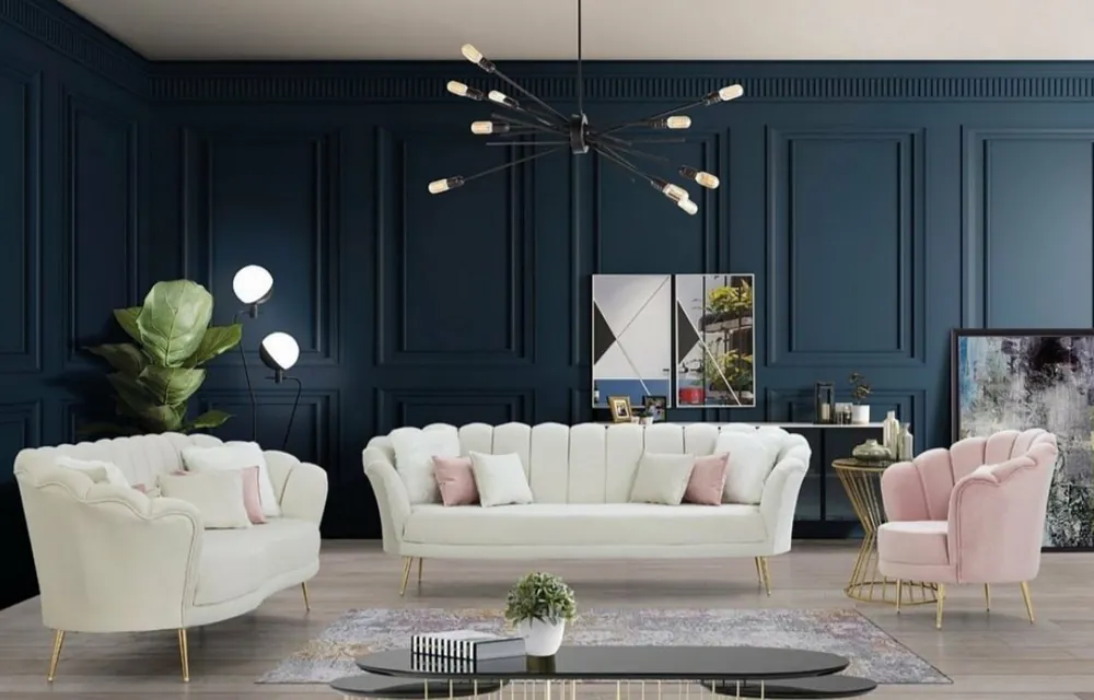Casa Padrino conjunto de sala de estar de diseño Art Deco crema / rosa / oro - 2 Sofás y 2 Sillones - Muebles de sala de estar - Muebles Art Deco Jetzt Kaufen