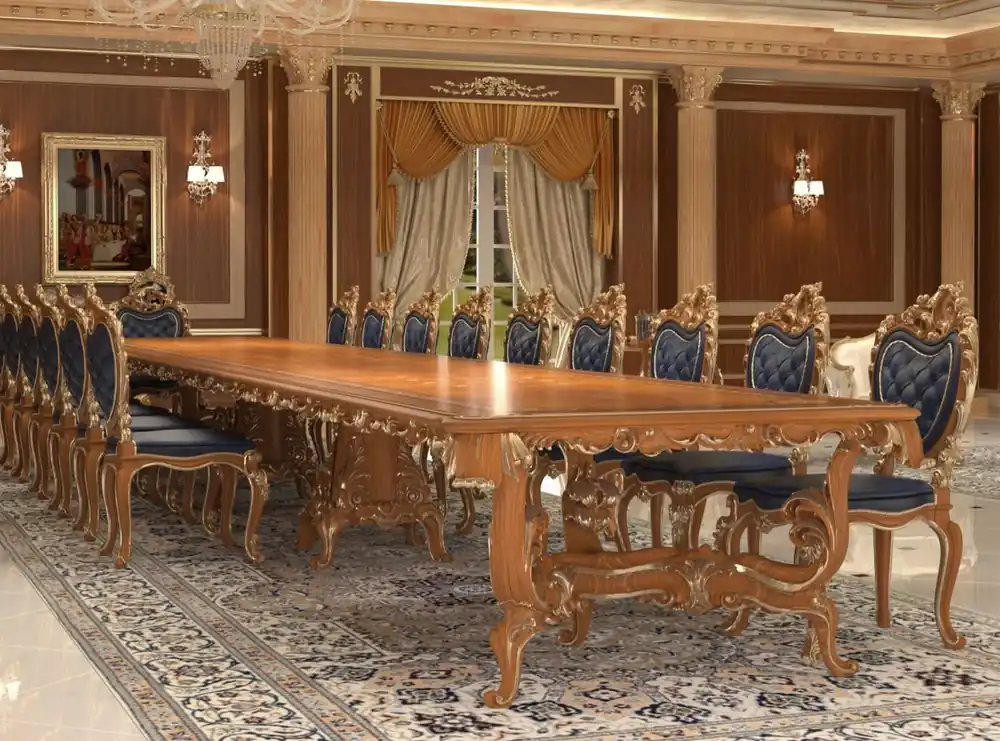 Casa Padrino mesa de comedor barroco de lujo marrón / oro - Diferentes Tamaños - Magnífica mesa de comedor de madera maciza - Muebles de castillo de restaurante de hotel - Calidad de Lujo Preisreduziert