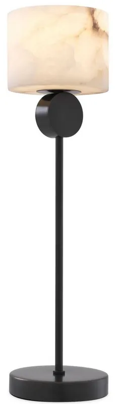 Markenprodukt Casa Padrino lámpara de mesa de lujo bronce / alabastro Ø 20 x A. 76 cm - Lámpara de mesa moderna con pantalla redonda de alabastro - Luces de Lujo
